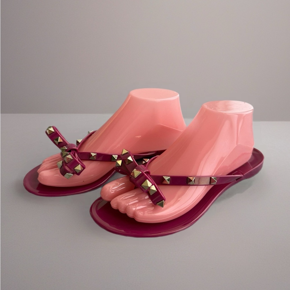 Valentino Rockstud Thongs Sandals Pink - Picture 2 of 14